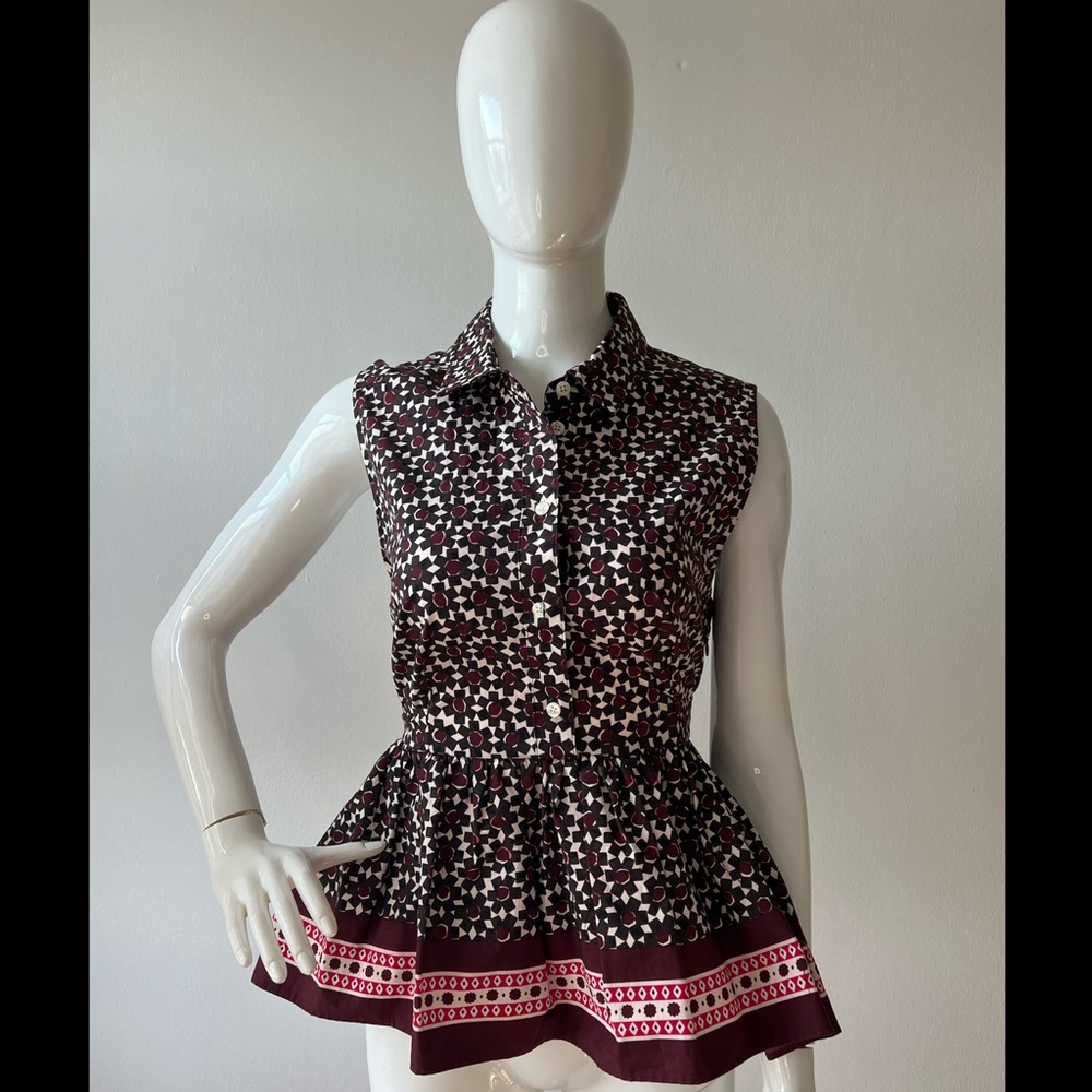 KATE SPADE Floral Tile Peplum Rambling Roses Top